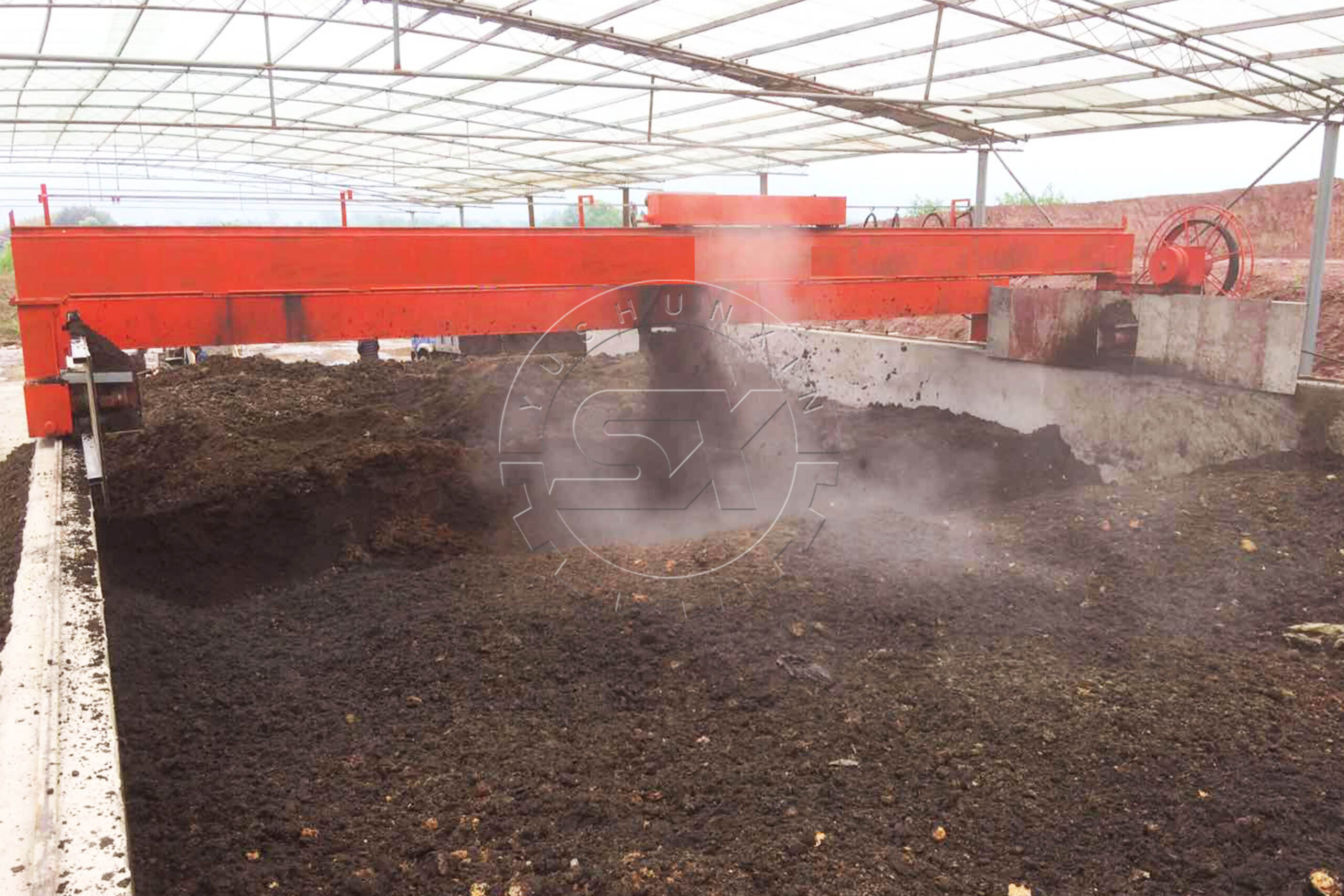 Wheel Type Composting Machine Working in Large Scale Composting Plant
