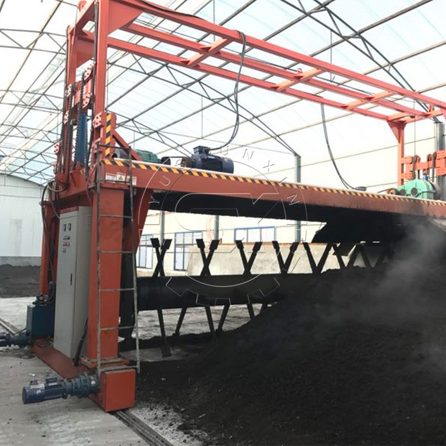 Groove type compost in organic fertilizer plant