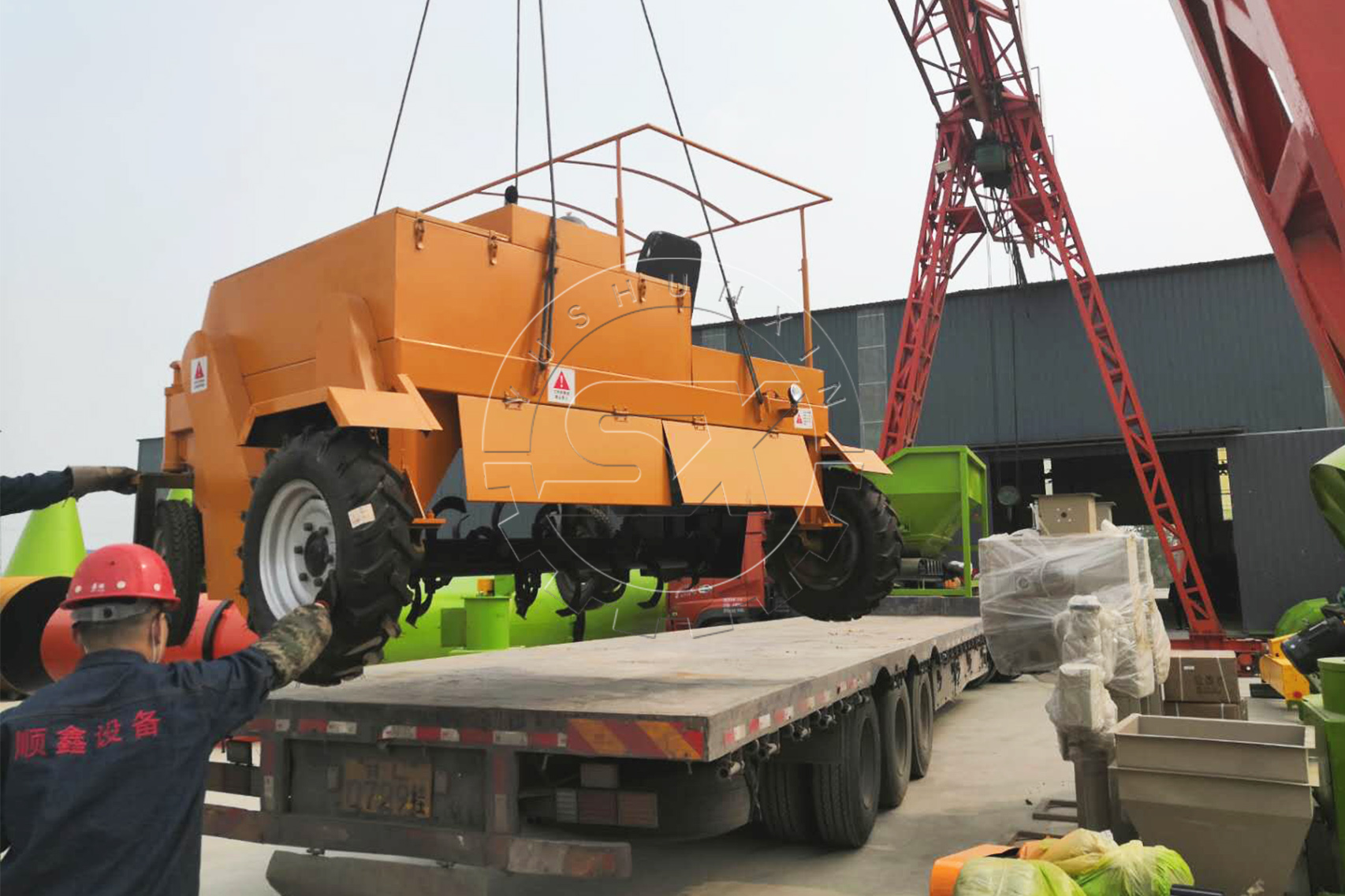 The Loading of Moving Type Composting Machine